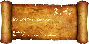 Koháry Andor névjegykártya