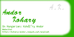 andor kohary business card
